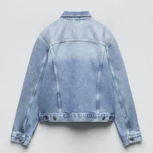 Zara | Jackets & Coats | Zara Zw Rhinestone Denim Jacket